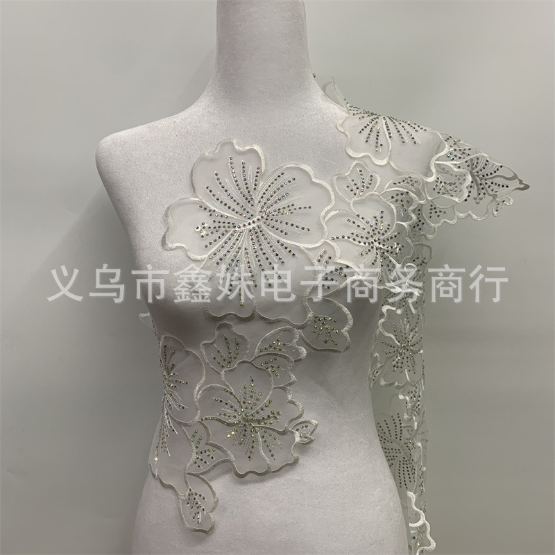 透明平绣刺绣条码烫钻 服装辅料配件