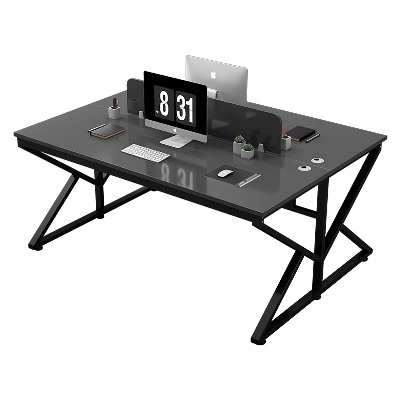Mesas y sillas de oficina combinadas Mesa de oficina para empleados Mesa de computadora Mesa doble Mesa de personal de pantalla moderna simple
