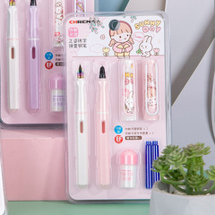 熱敏可擦正姿鋼筆 批髮帶潤筆器晶蘭墨囊鋼筆小學生專用摩擦筆
