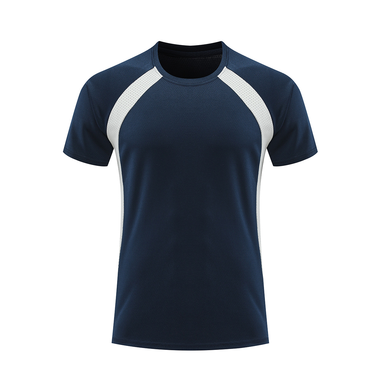 Hombre deportivo ocio mangas cortas T gran agujero de ventilación color combinado ropa de trabajo de secado rápido impresión logotipo camiseta ropa deportiva fitness
