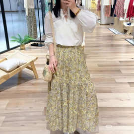 26夏季新款慵懒度假风碎花女松紧腰温柔气质小雏菊印花半裙