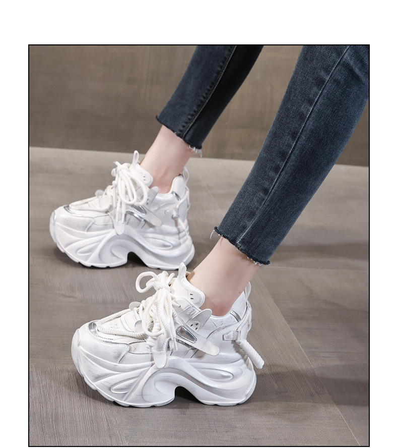 Giày thể thao nữ đế dày độn cao bên trong phong cách chunky — Màu đen lót nhung chi tiết 15