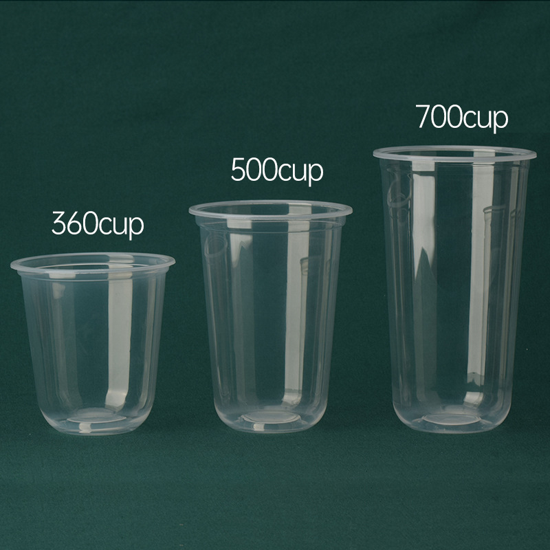 90 calibre PP taza de plástico desechable taza de café y té de leche caliente y frío universal taza transparente gruesa red red taza U