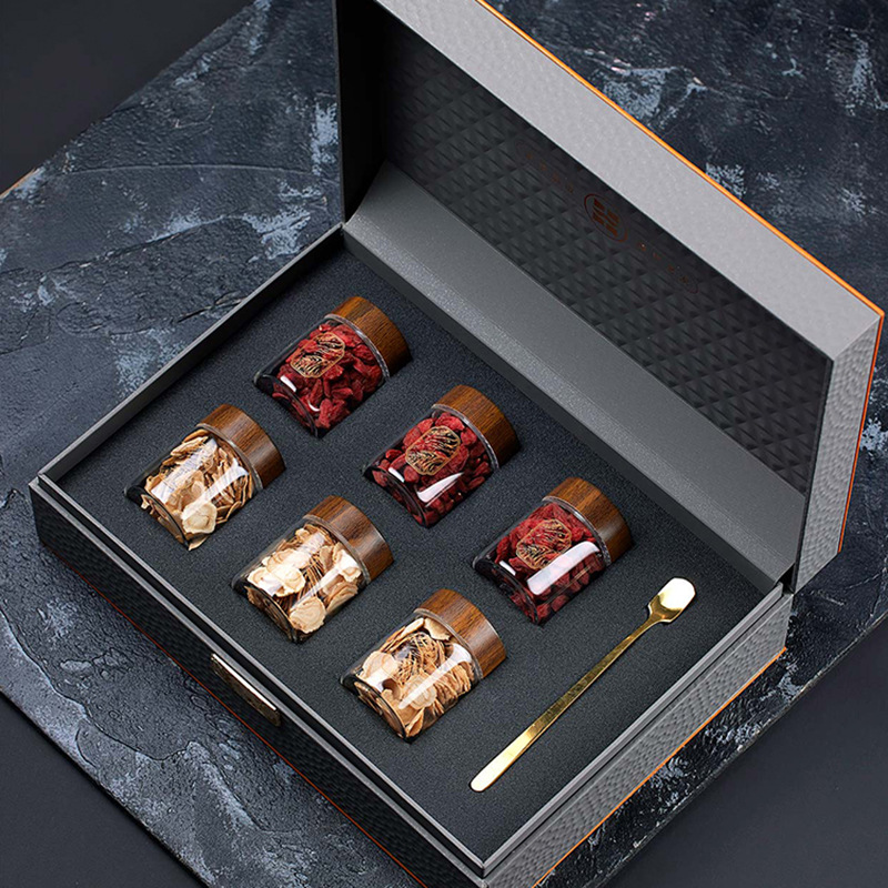 高档西洋参包装盒空礼盒铁皮石斛藏红花三七粉通用玻璃瓶礼品盒