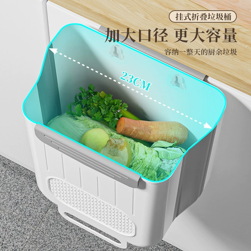 Foldable Hanging Trash Can, Kitchen Wall-Mounted Waste Bin, Space-Saving Cabinet Door Holder