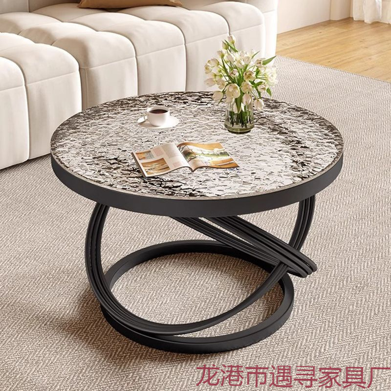 Simple Small Coffee Table Luxury Tempered Glass Italian Minimalist Creative Home Small Table Glass Surface Living Room Corner Table