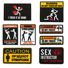 Outdoor WARNING DANGER warning personalized morale patch Velcro arm patch tactical backpack patch PVC
