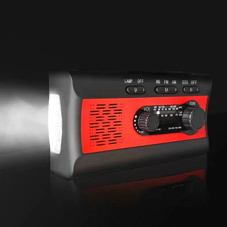 Поставка практичной Amazon портативной солнечной ручной зарядки аварийного радио с фонариком для чтения