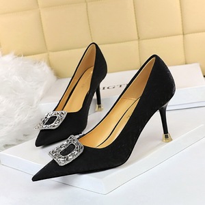 1382-2 the European and American fashion show thin sexy high-heeled shoes high heel with shallow pointed mouth shining d