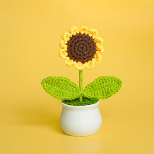 Sunflower Products Potted Plant Handmade Woven Flower Beast Products Eternal Life Flower Teacher's Day Gift Night Market Set Stalls