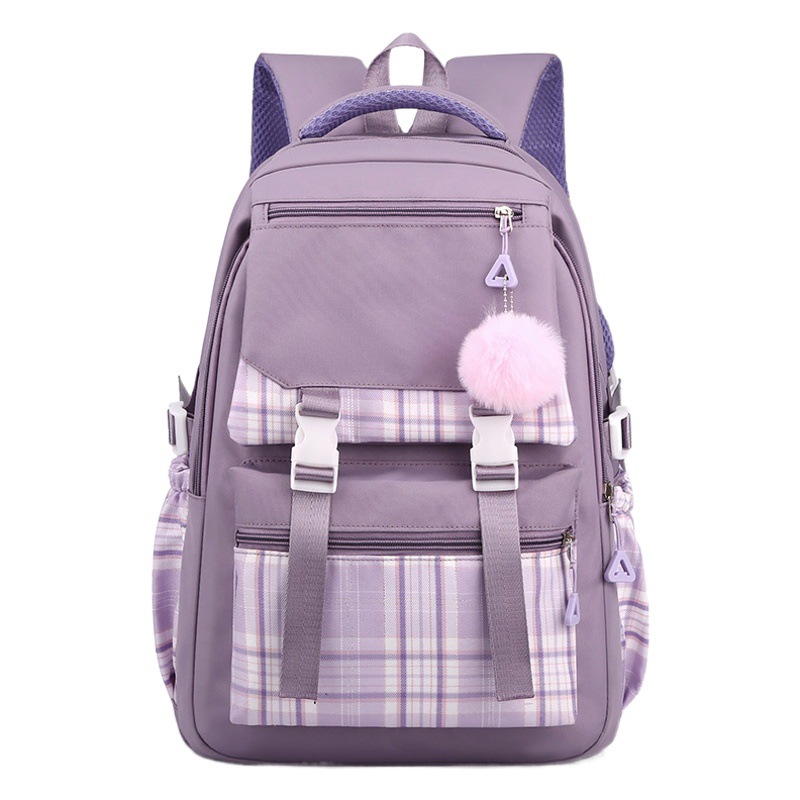 2024 new schoolbag women's Korean-style Mori style fresh solid color simple multi-layer computer backpack for junior high school students