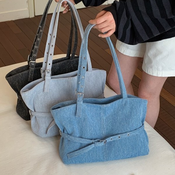Korean Niche Fashion Denim Tote Bag for Women 2026 New Trendy Casual Versatile Large Capacity Shoulder Underarm Bag Korean Niche Fashion Denim Tote Bag for Women 2026 New Trendy Casual Versatile Large Capacity Shoulder Underarm Bag