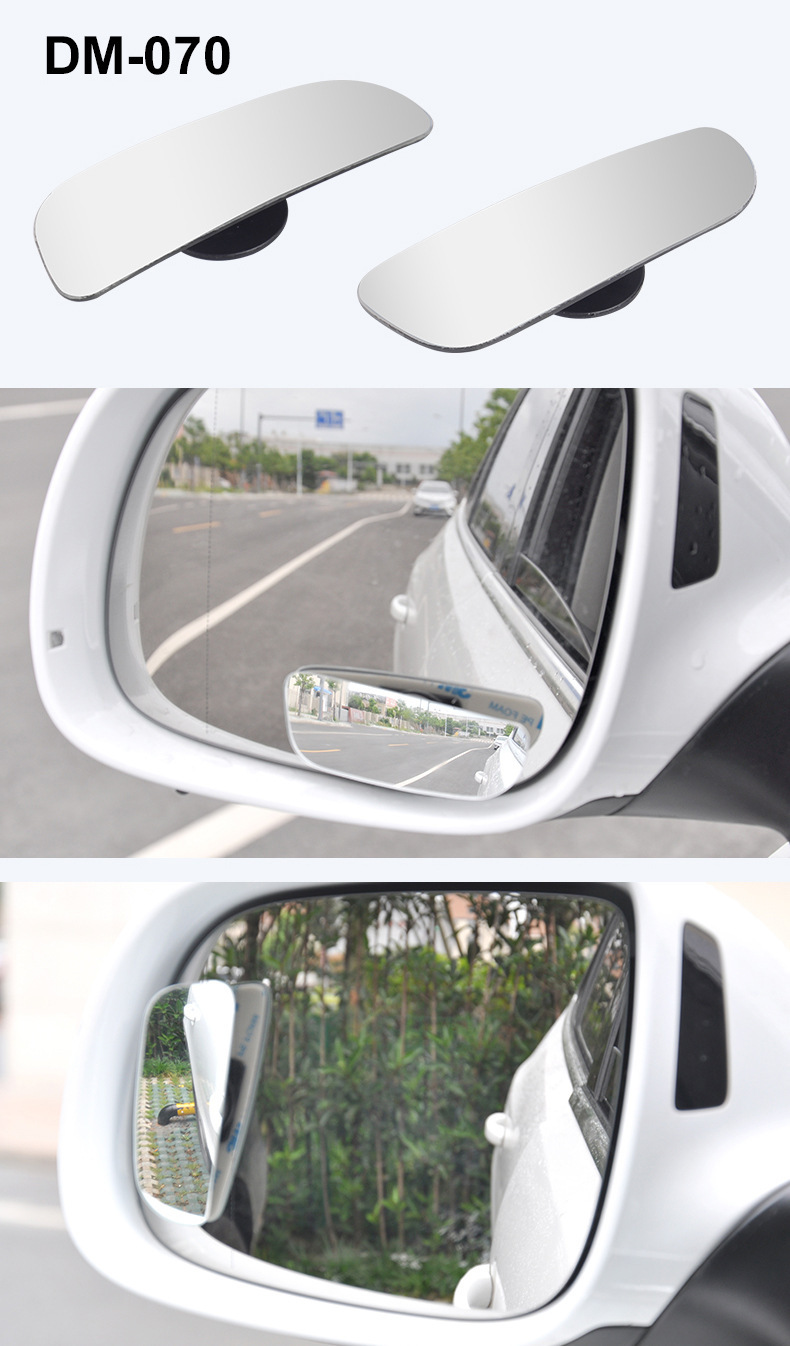 Car Rear View Auxiliary Mirror 360 ° Frameless Small Round Mirror, Edged Without Cutting Hands, High-Definition Car Blind Spot Mirror, Blue Mirror