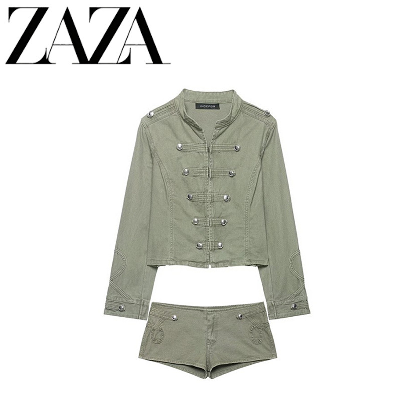 Zaza Self-Made European and American Style Wholesale Women's Clothing, Fashionable and Versatile Button-Decorated Slim-Fit Jacket + Shorts Set Zaza Self-Made European and American Style Wholesale Women's Clothing, Fashionable and Versatile Button-Decorated Slim-Fit Jacket + Shorts Set
