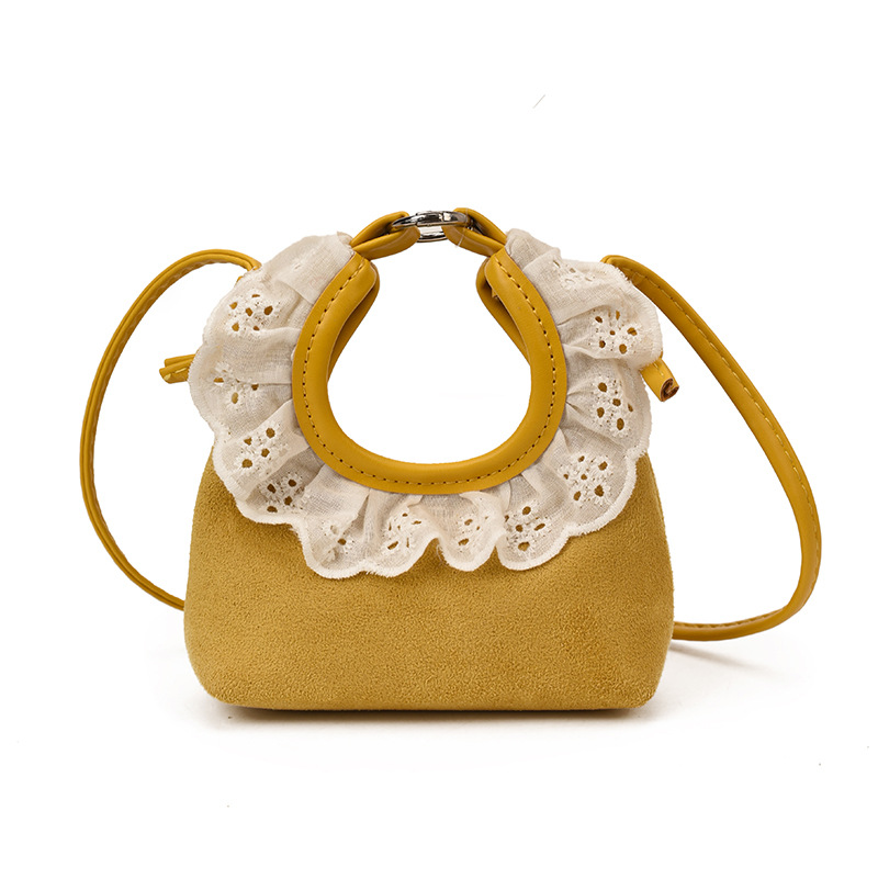 Bolsa de mano de encaje coreano para niñas, mini lindos bebés mochila simple de color sólido para niños.