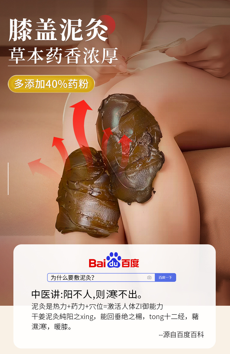 Herbal Mud Therapy Paste Han Shi Niu Jiu Gai Warm Compress for Joints and Abdomen with Mugwort and Safflower overview