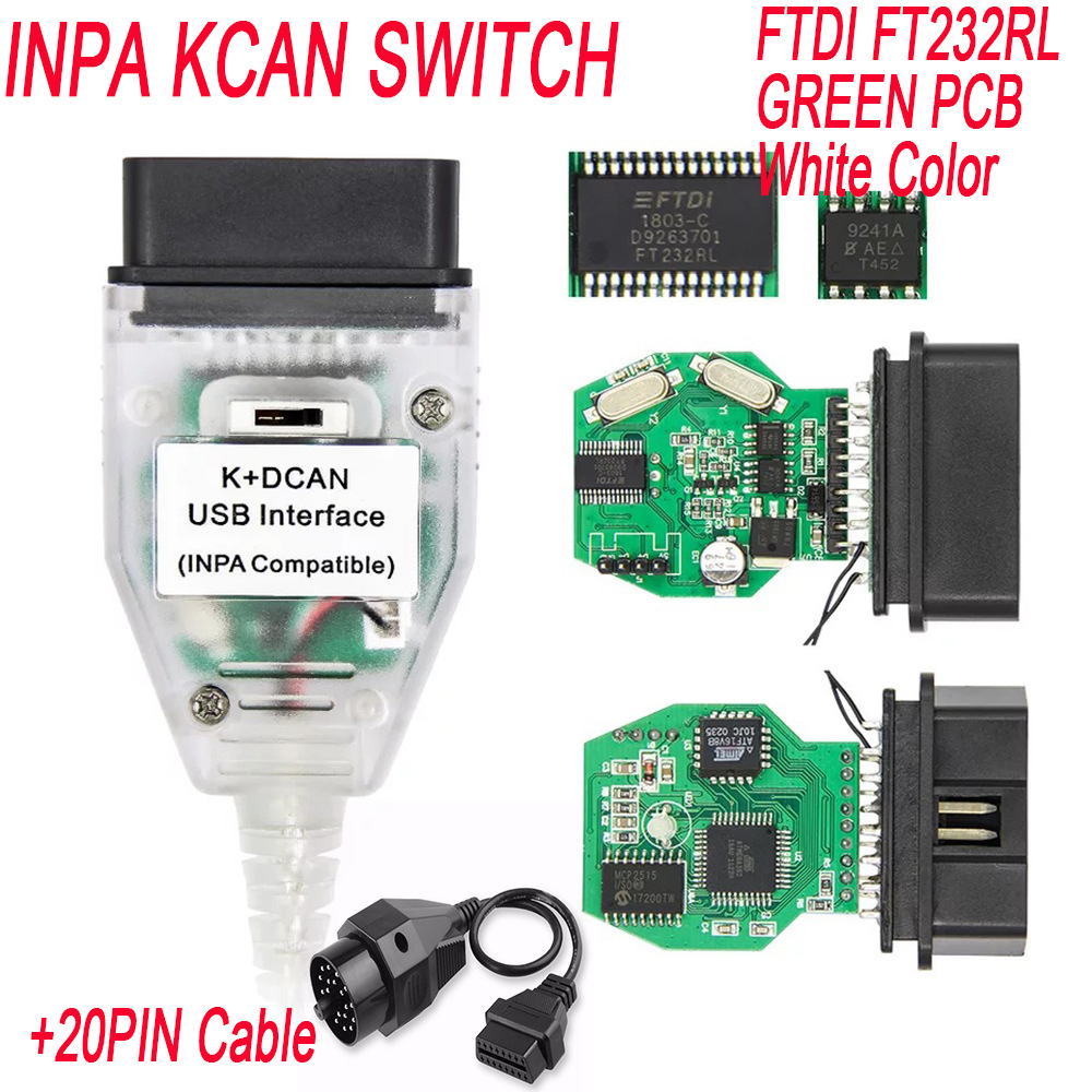 INPA K+DCAN K+CAN interface 汽车故障诊断检测仪带开关+20PIN