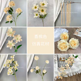 香槟色系婚庆仿真花 婚礼装饰路引网红背景墙桌花家居摆放假花