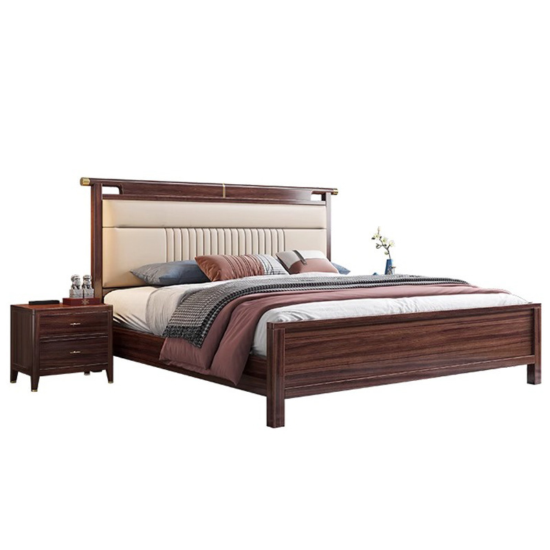 Nuevo estilo chino cama de madera maciza cama doble dormitorio principal simple cama de madera