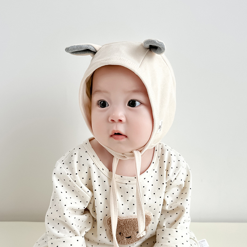 Sombrero de bebé de algodón pequeño mes de edad súper lindo primavera y otoño sombrero de bebé para hombres y mujeres protector de orejas para recién nacidos sombrero de puerta