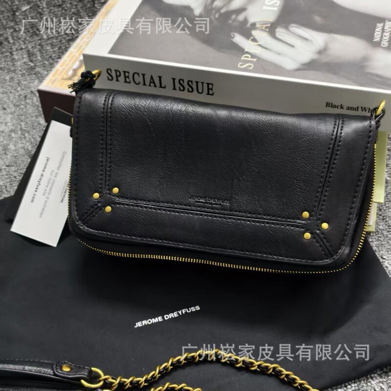 Cross-Border French Style New Jerome Dreyfuss Bo Classic Fashion Versatile Chain Flap Shoulder Crossbody Bag