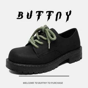 Броги-платформа BUFFNY, ретро английский стиль, чёрная кожаная, размеры 38–46