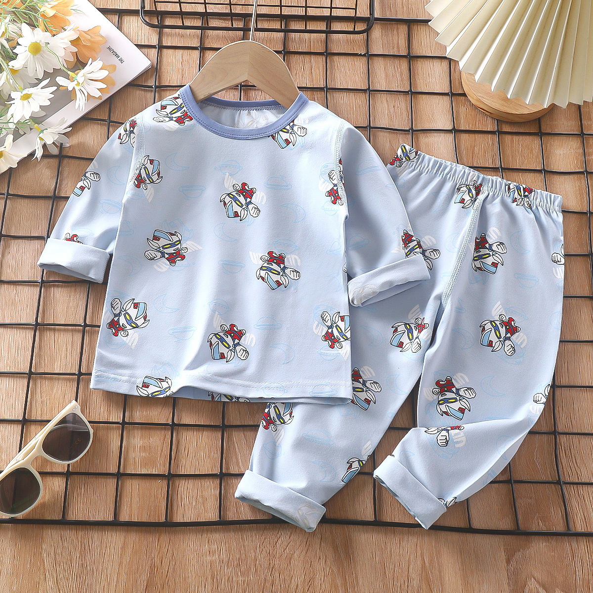 Pajamas infantiles primavera lica algodón ropa interior bebé ropa doméstica para niños niñas chaqueta de otoño pantalones de otoño ropa infantil al por mayor