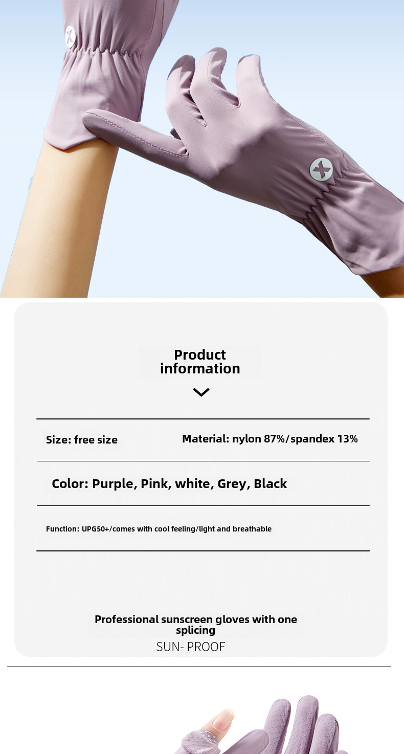 Sunscreen Gloves Women's Ultraviolet Protection Flip Thin Summer Ice Silk Breathable Fashion Electric Bicycle Bike Driving Finger_maomaolike.com