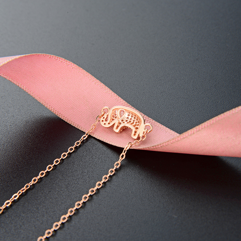 Estilo simple transfronterizo accesorios de oro rosa estilo japonés y coreano s925 pulsera de circón de plata Pulsera popular de elefante de mujer