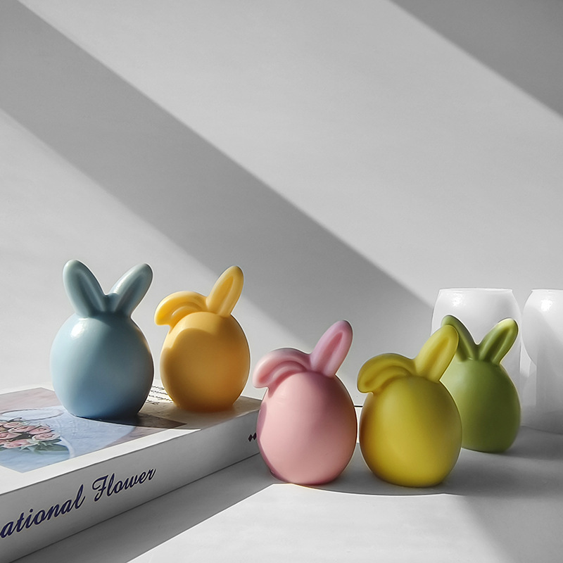 Jiahuimei conejo aromaterapia molde de la vela DIY Pascua huevo de Pascua 3D tridimensional conejo jabón hecho a mano molde de silicona