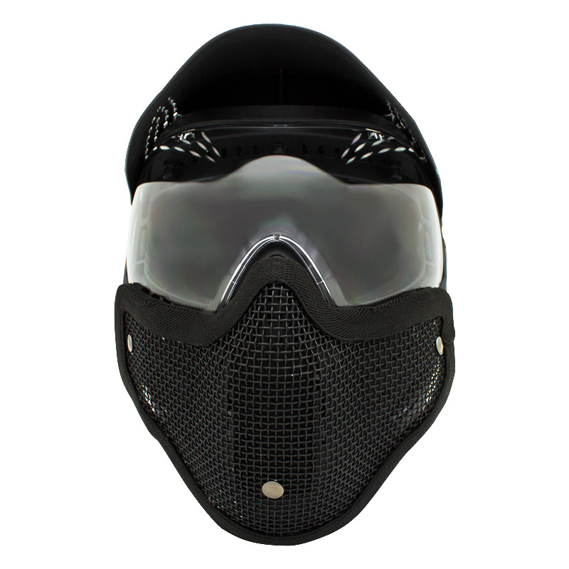 Great双带大帽檐全包带铁网面罩防尘防护面罩防雾面罩野战CS面罩