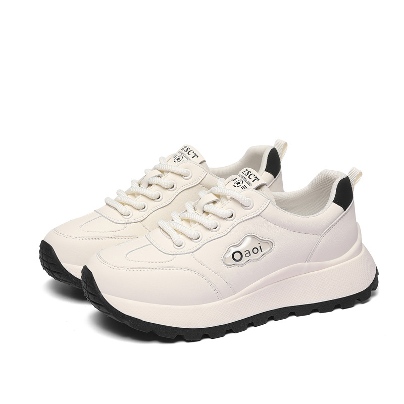 Chaussures blanches en cuir véritable, ballerines pour femme printemps-automne, chaussures de plage tendance, semelle souple en mesh, chaussures de sport et de loisirs légères_voghion.com