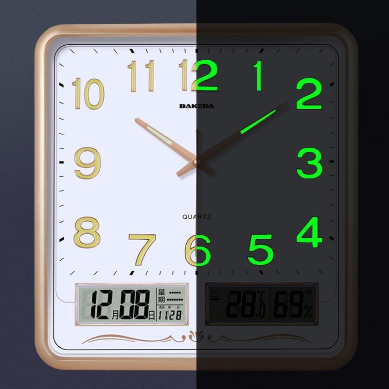 家庭用四角い壁掛け時計リビング時計静音壁掛け約ファッション電子カレンダー時計クォーツ時計