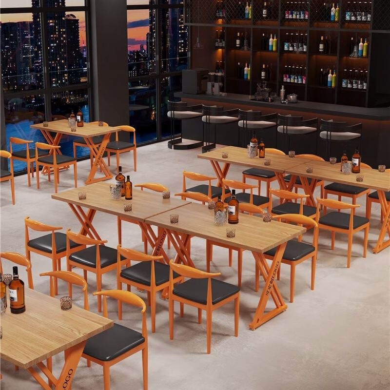 Industrial-style tables and chairs for trendy milk tea shops, coffee shops, billiard and BBQ restaurants, dining bars, and pubs, solid wood dining tables Industrial-style tables and chairs for trendy milk tea shops, coffee shops, billiard and BBQ restaurants, dining bars, and pubs, solid wood dining tables