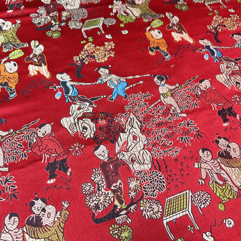 Brocade jacquard fabric Baizi figure wedding festive fabric Tang suit cheongsam fabric Baizi figure fabric