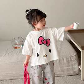 幼儿园0-6岁女宝宝可爱趣味印花纯棉短袖T恤儿童夏季新款半袖上衣