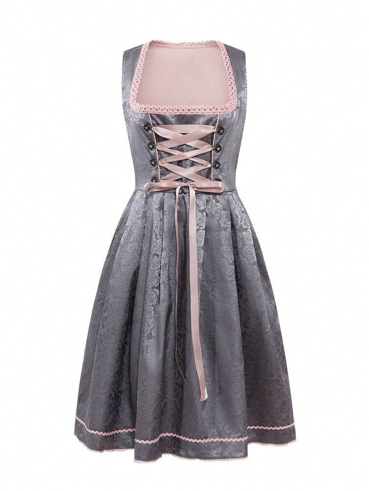 Set gonna stile cameriera donna vestito con spalline moda europea_voghion.com