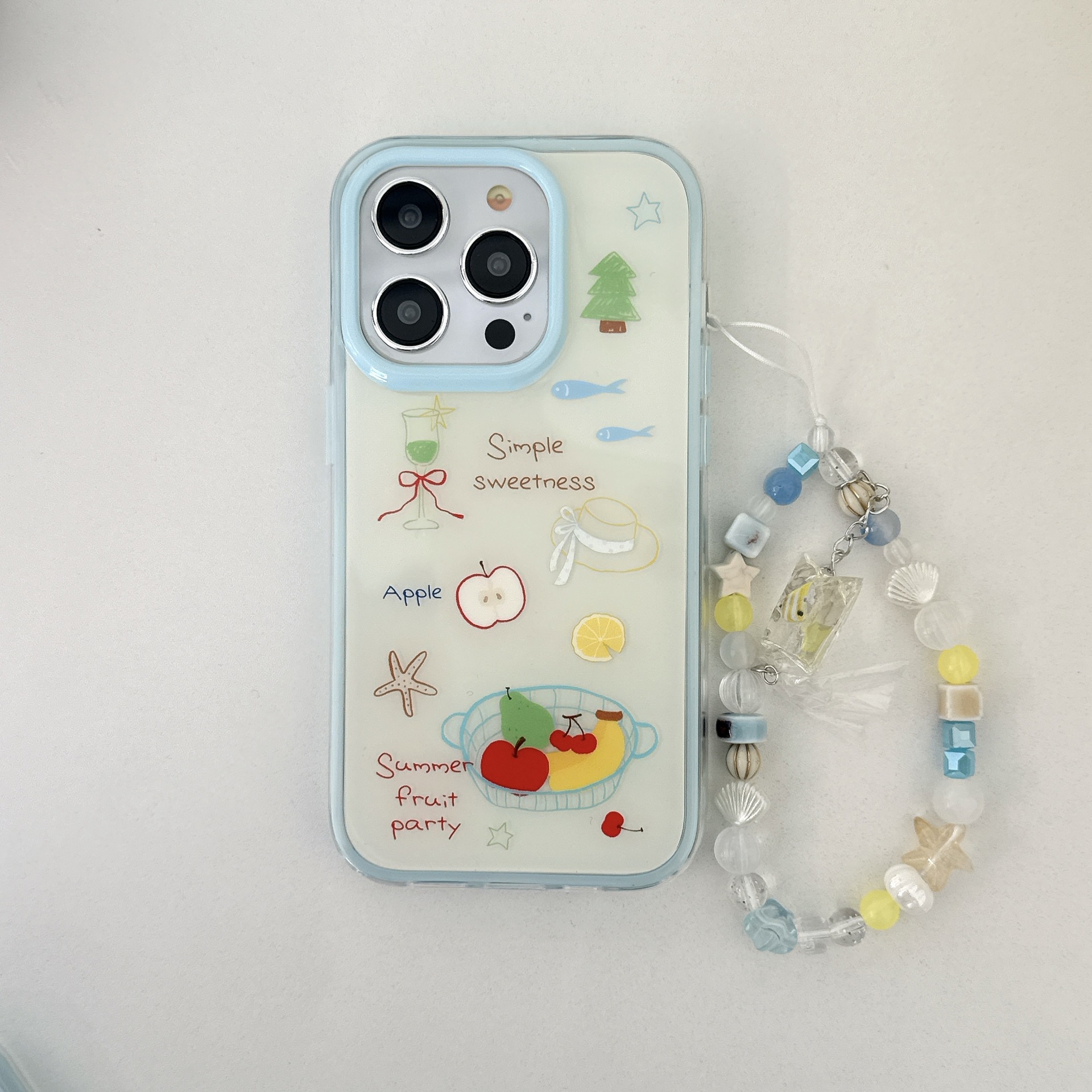 Cesta de frutas simple de nicho para Apple 15ProMax funda para teléfono móvil 16Pro Cartoon 14PM Cadena 15/16