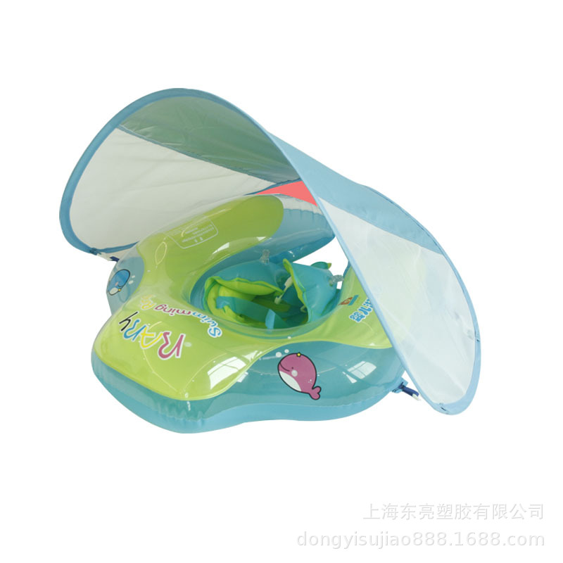 Flotador de natación transfronterizo en stock para bebés de 0 a 8 meses, flotador antivuelco, flotador inflable con parasol engrosado.