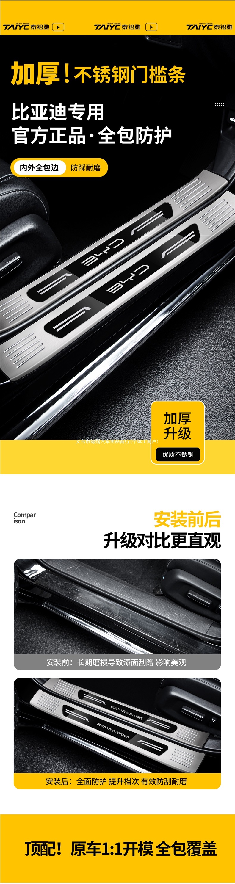 BYD Song Ultra Qin L Yuan Plus Han Dmi Tang EV Seal 06 Pro Door Sill Protector UP Stainless Steel Trim