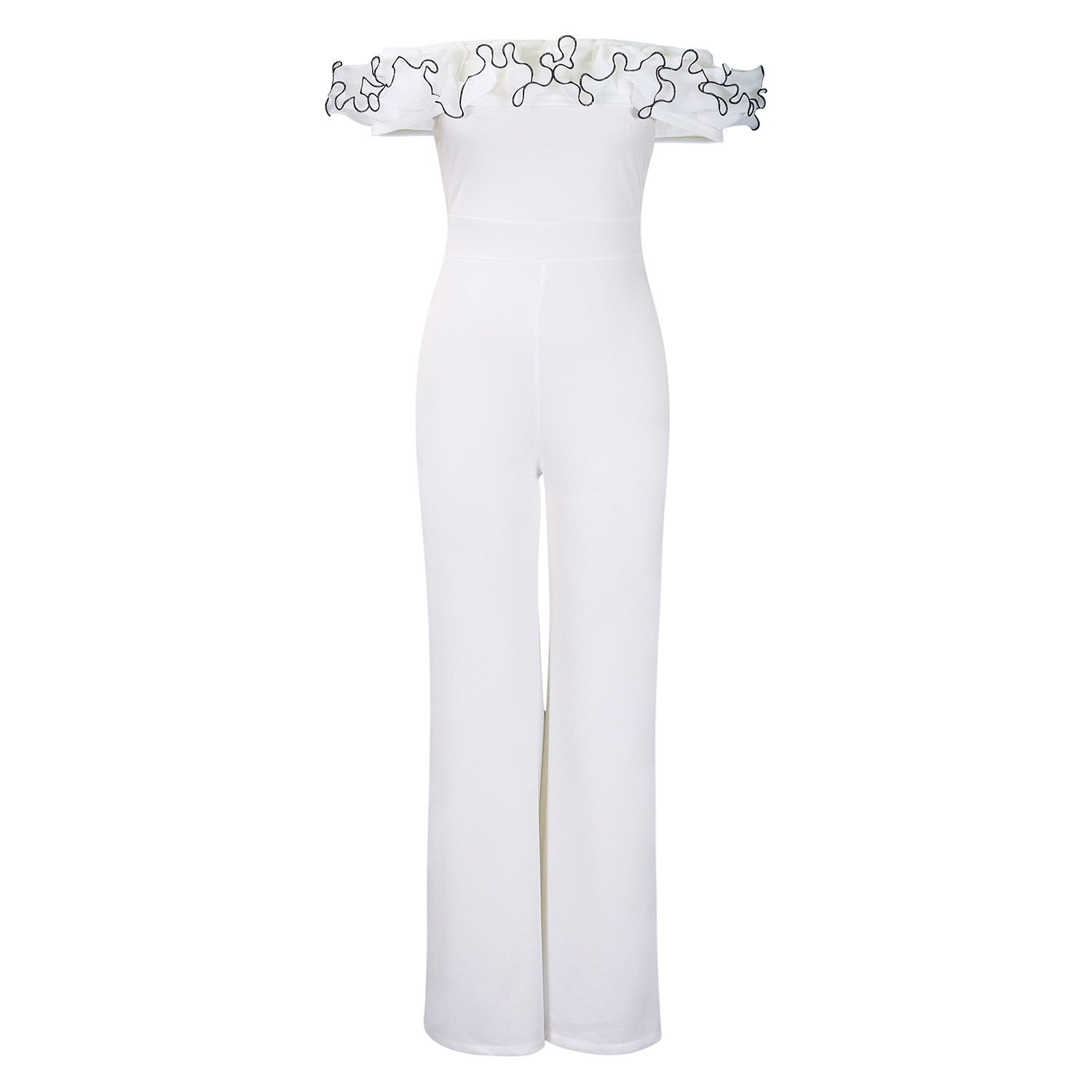 abbigliamento donna sexy attillato tinta unita monospalla arricciato spalle scoperte manica corta tuta commercio estero_voghion.com