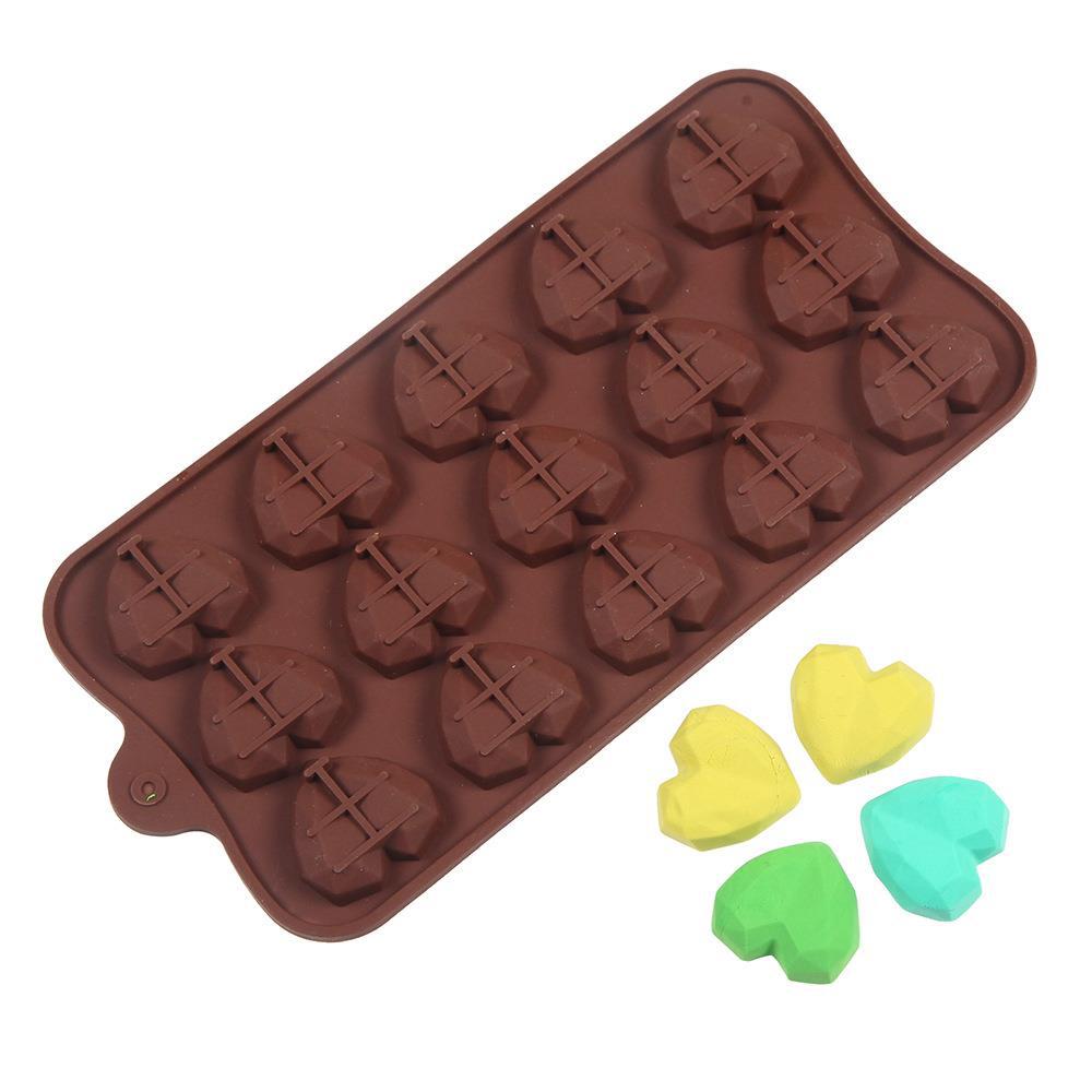 15-in-a-row Diamond Heart Chocolate Cookies Mold Cake Mold Ice Cream Candy Silicone Mold