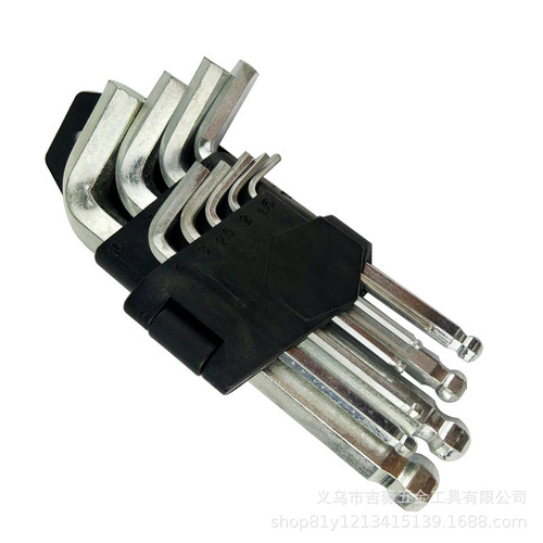Hard steel manual hexagonal wrench set plum blossom wrench ball head 9PC flat head ball head galvanized wrench wholesale