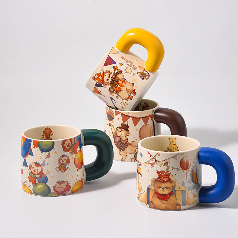 Eva Fantasy Circus Mug Original Pattern Ceramic Coffee Cup Large Capacity Drinking Cup Souvenir Cup