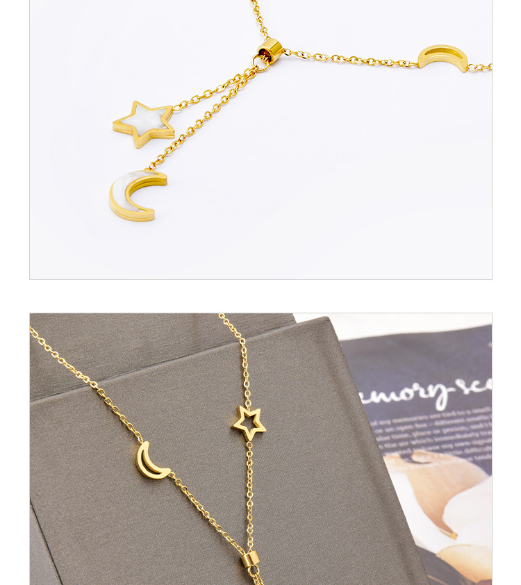 Fashion Star Titanium Steel Pendant Necklace Inlay Shell Stainless Steel Necklaces Colorza_colorza_4