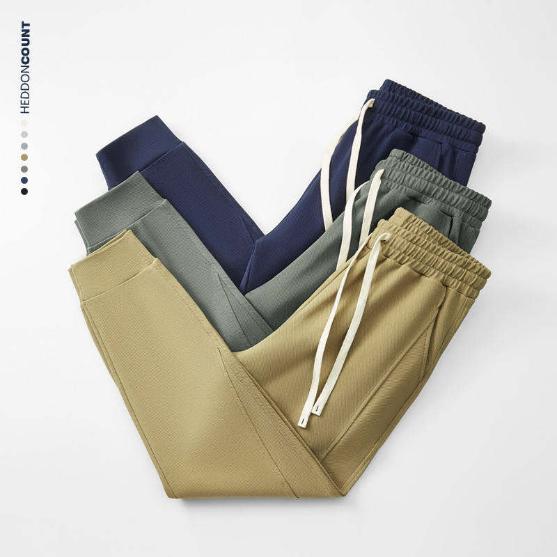 Men's Twisted Seam Jogger Pants - Relaxed Fit Drop-Crotch Trousers With Subtle Stretch (Navy/Black/Charcoal, 65% Cotton, 300GSM, Unisex Streetwear)_voghion.com