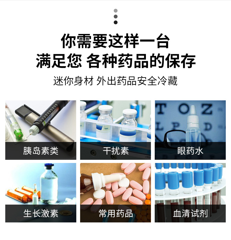 Car-Mounted Small Refrigerator, Medicine Cooler, Insulin Medicine Low-Temperature Mini Portable Medicine Box with Temperature Control for Travel