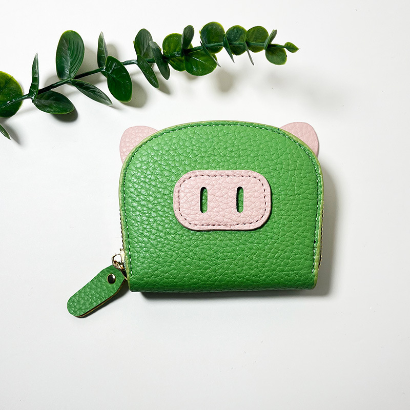 Nueva bolsa de tarjetas de órgano en línea para mujeres estudiantes ligeros cerdo cerdo cremallera multi-tarjeta cubierta de tarjetas lindas tarjetas cambio al por mayor