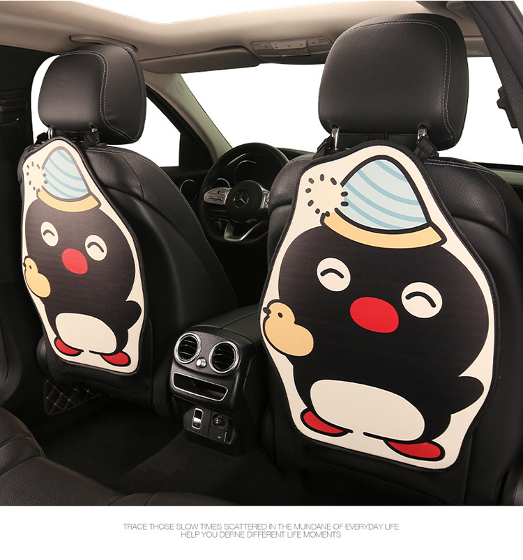 Penguin Cute Lady Cartoon Car Seat Back Anti-Kick Pad Universal Car Seat Anti-Stain Pad Anti-Dirt Pad for Back Seat
