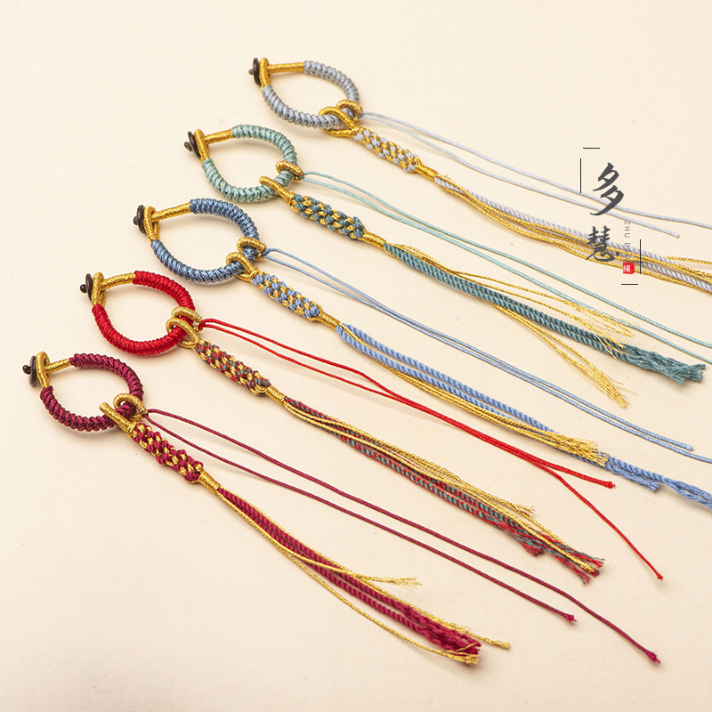 (2개) 손으로 짠 반지 술 텍스트 재생 DIY 액세서리 다이아몬드 매듭 키 체인 펜던트 가방 액세서리 매달려 귀 도매